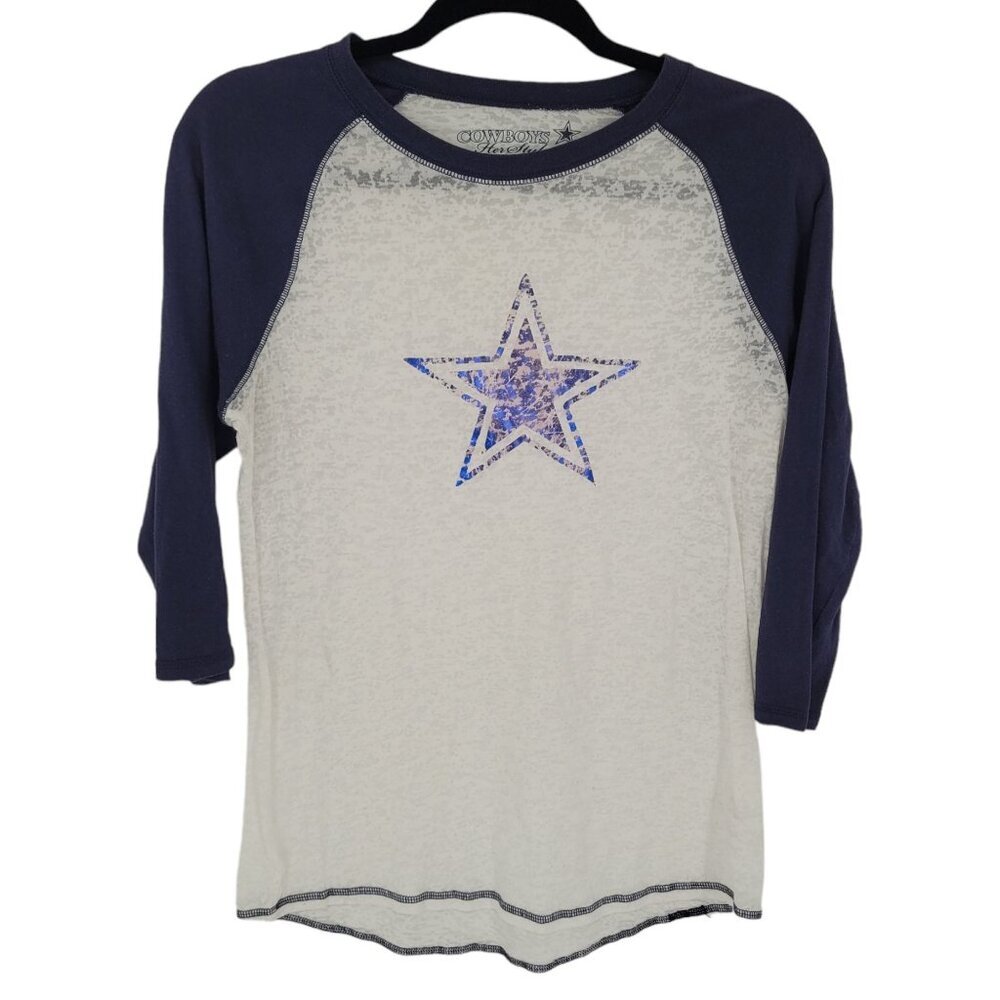 Cowboys her style large burnout blue raglan style star Dallas NFL Football